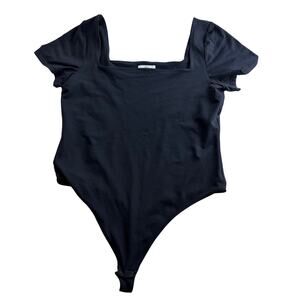 Aritzia Babaton Contour Womens Black Square Neck Short Sleeve Bodysuit 2XL